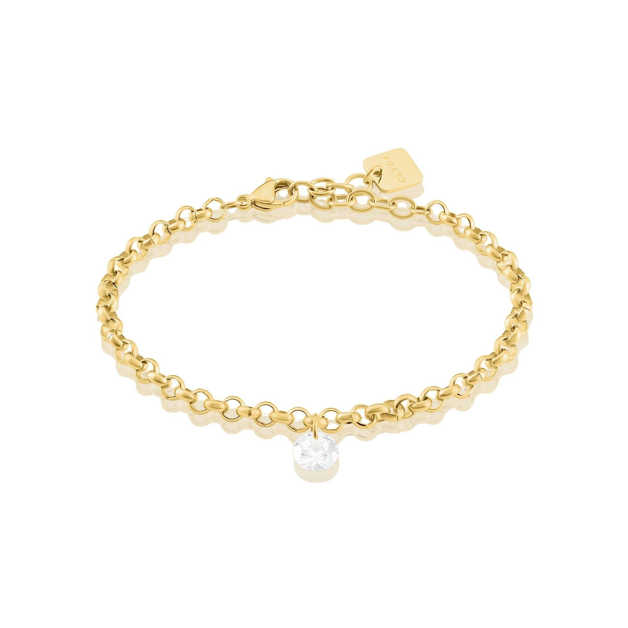 Bracelet Clyda L'intrépide en acier doré et oxyde de zirconium vue 1