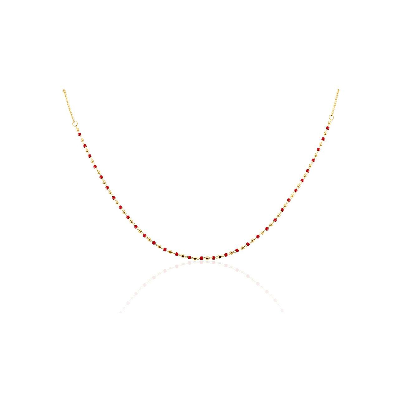 Collier Clyda L'intrépide en acier doré et perles Miyuki vue 2