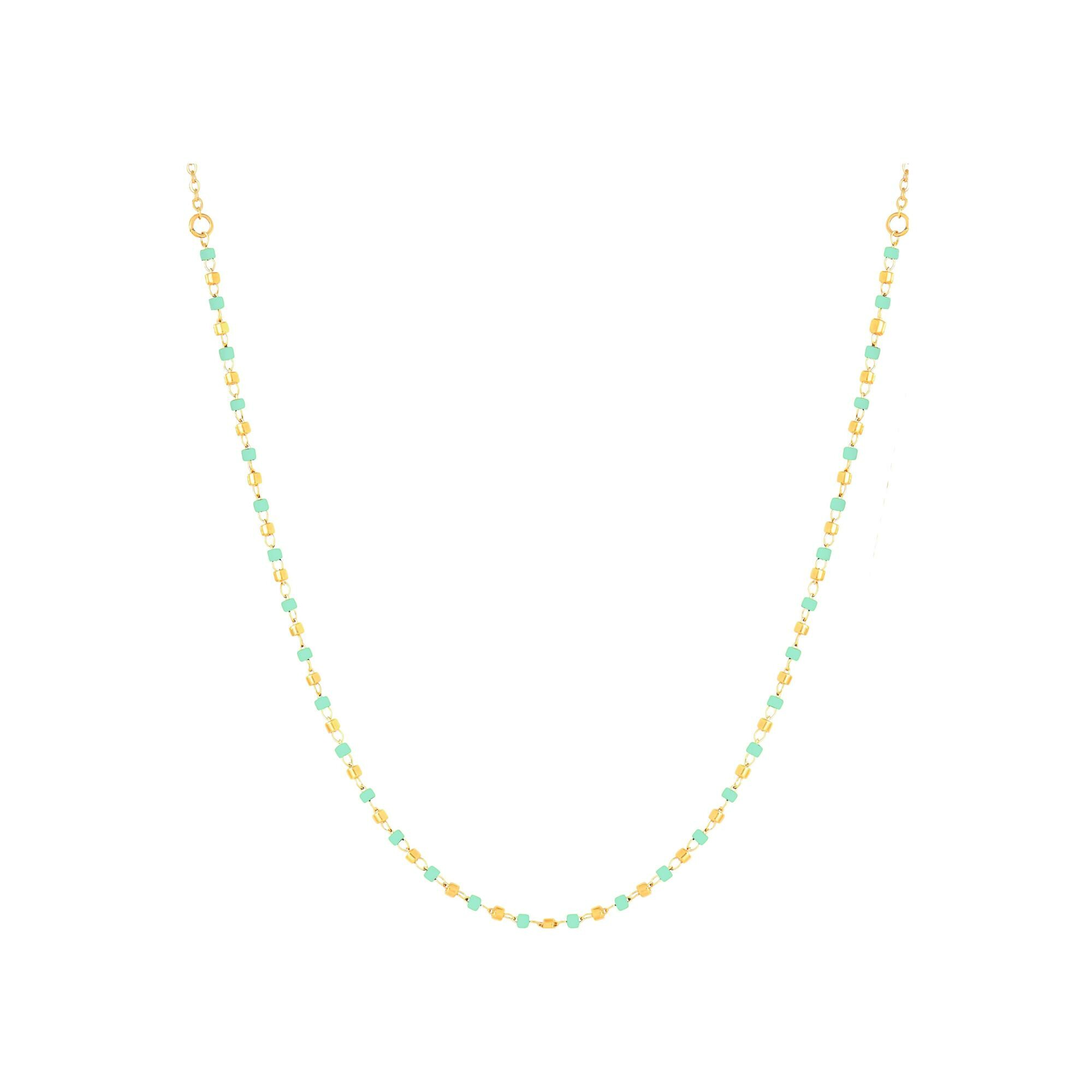 Collier Clyda L'intrépide en acier doré et perles Miyuki vue 1