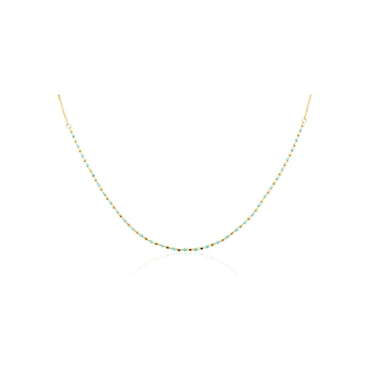 Collier Clyda L'intrépide en acier doré et perles Miyuki vue 2