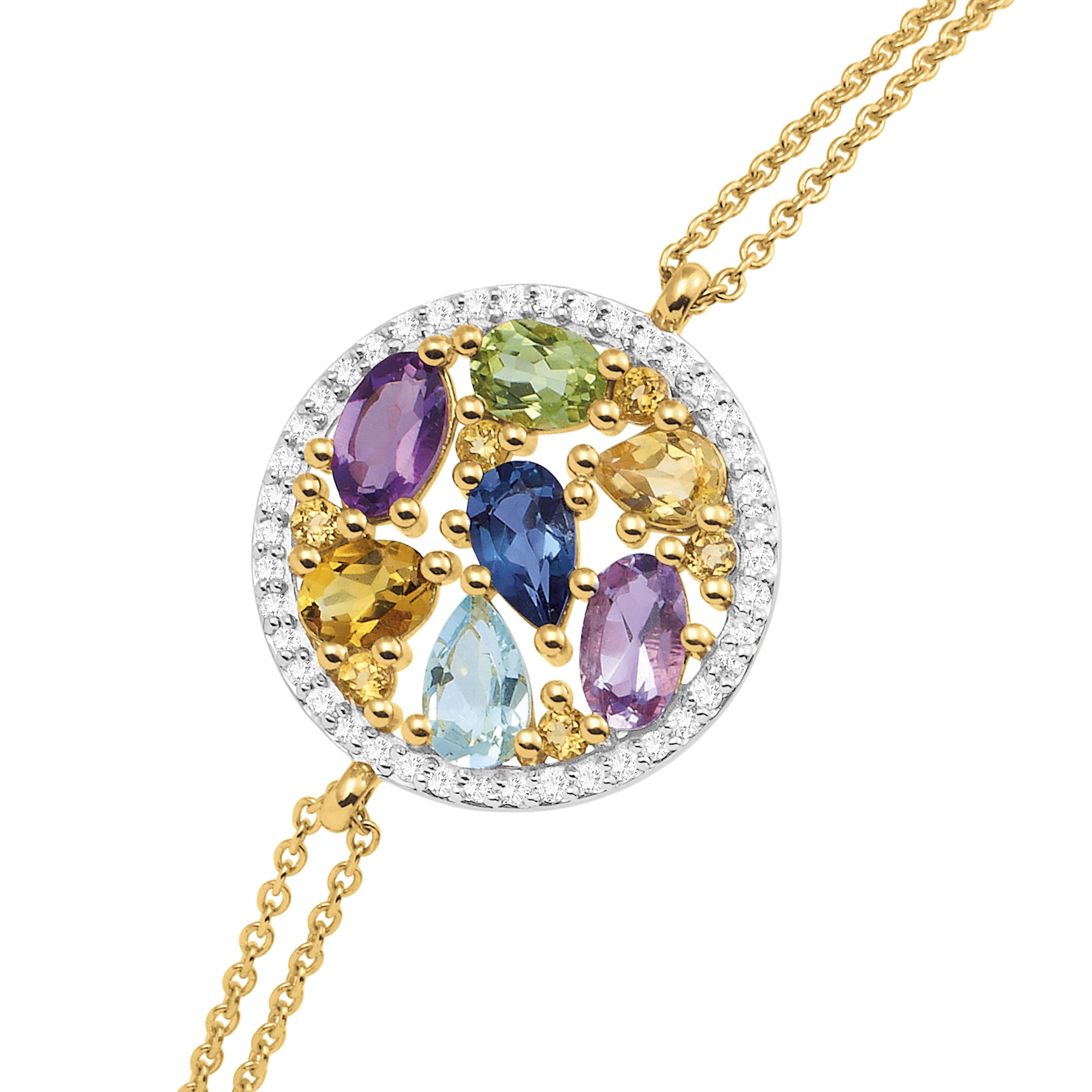 Bracelet or jaune, diamants et pierres multicolores vue 2