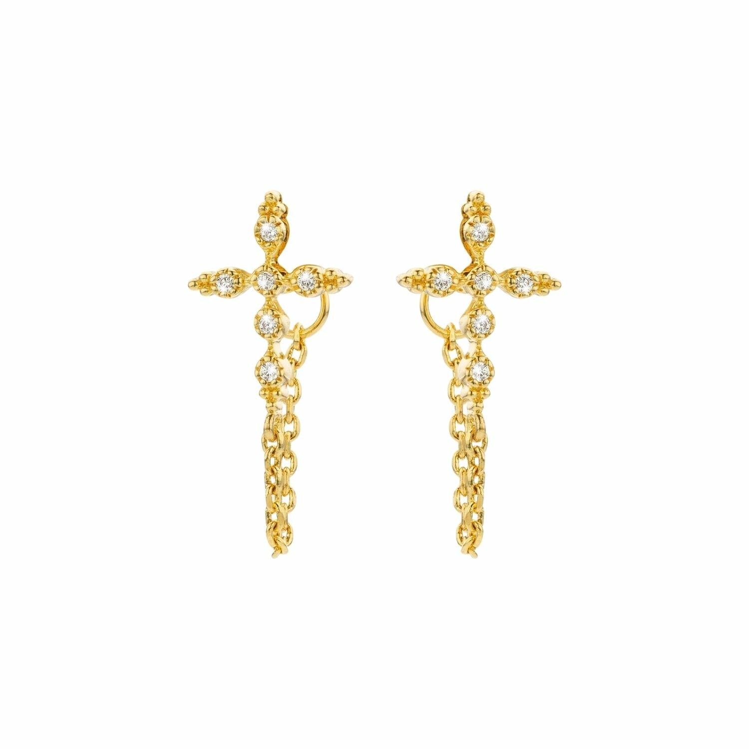 Boucles d'oreilles Mya Bay Little Chennai en métal doré et oxyde de zirconium