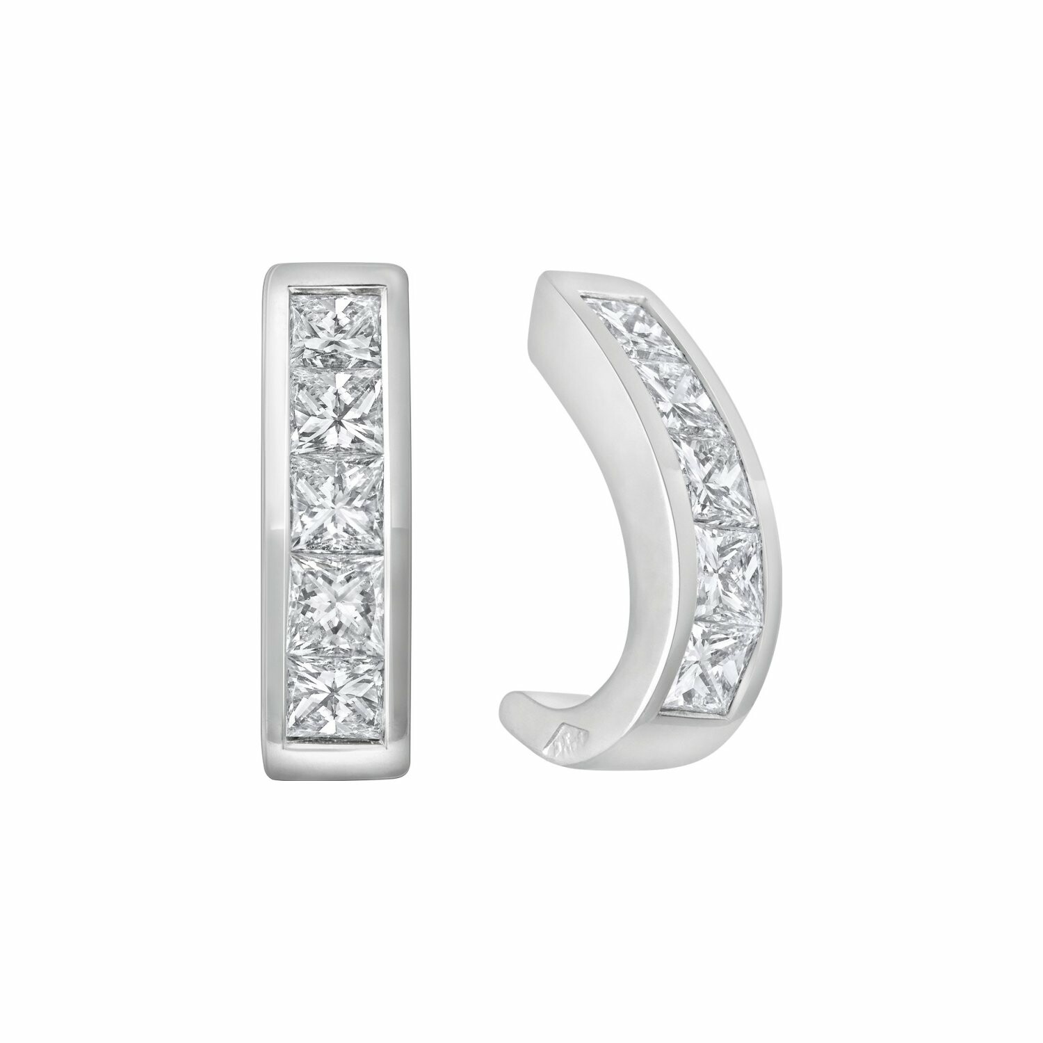 Purchase Princess cut diamond half creole earrings 18carat white gold