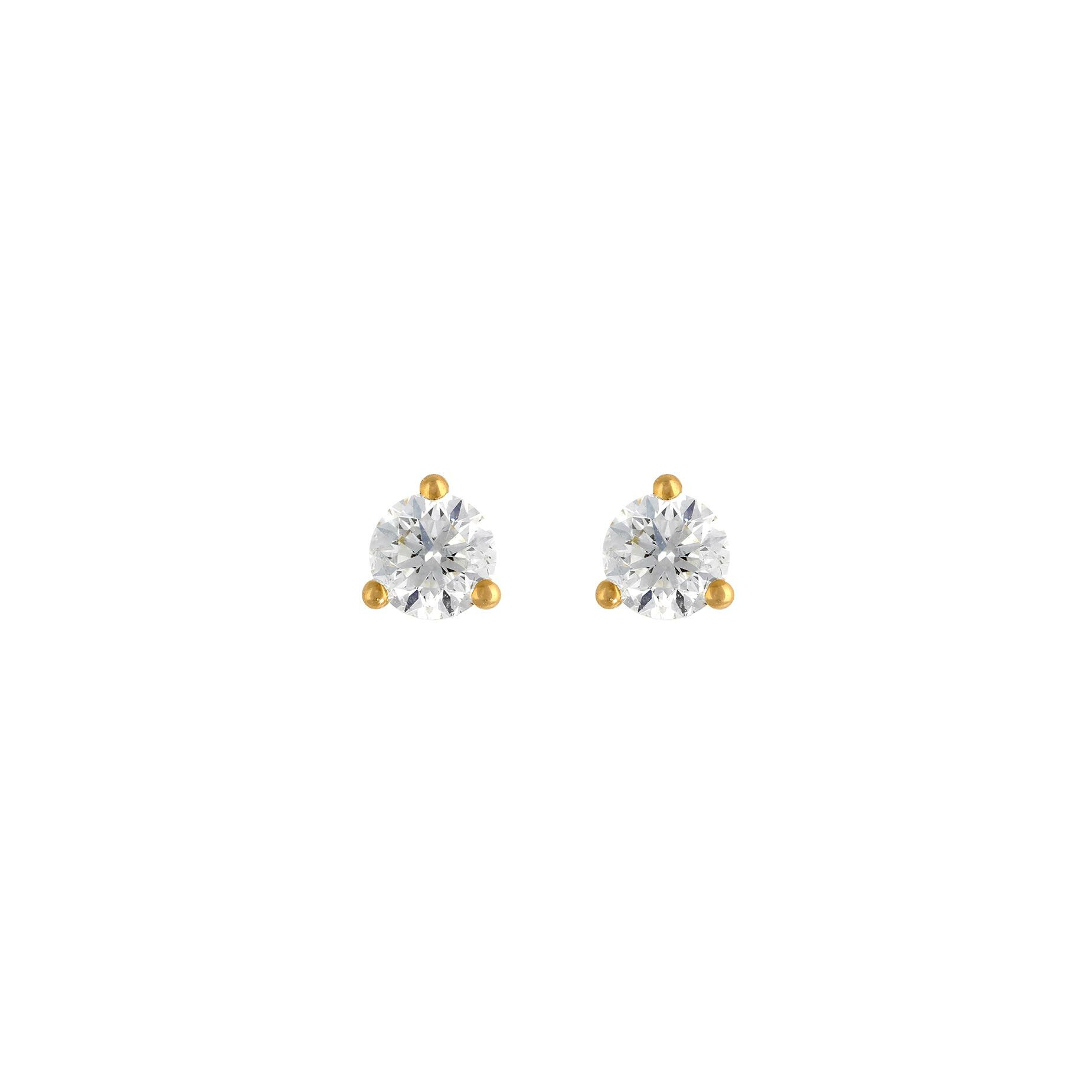 Boucles d'oreilles Puces Marianne en or jaune et diamants 0.81ct vue 1