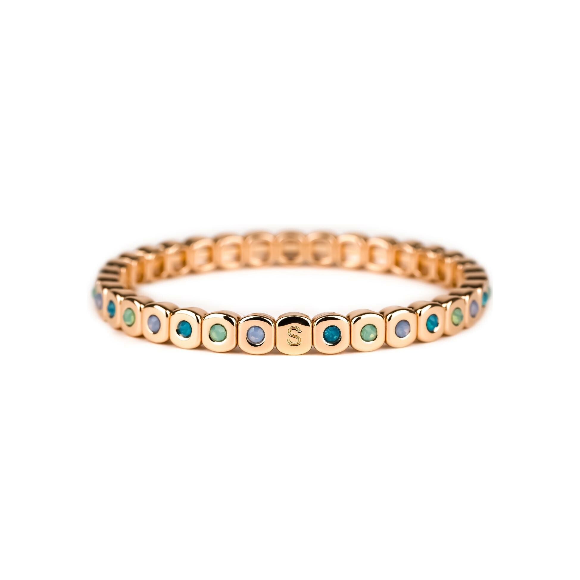 Bracelet Simone à Bordeaux Colorful Mini Cristal Multi bleu en métal doré émaillé 