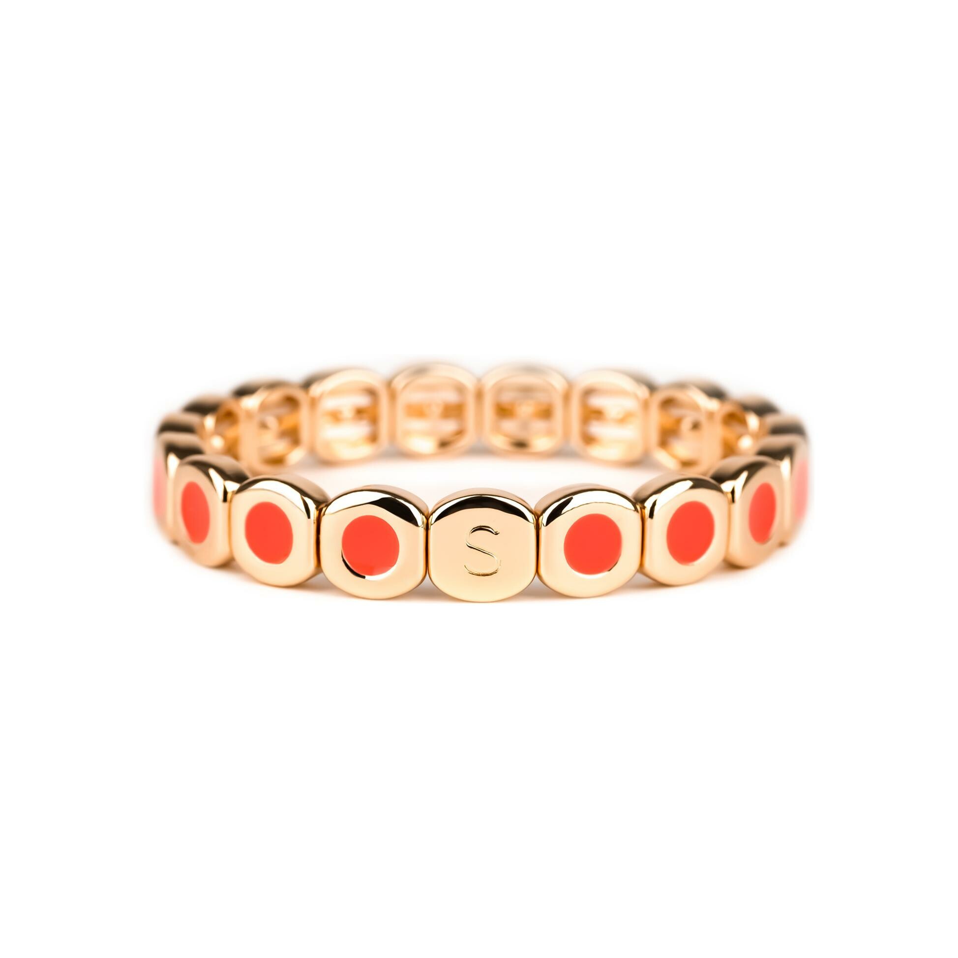Bracelet Simone à Bordeaux Colorful goutte Orange pepsi en métal doré émaillé 