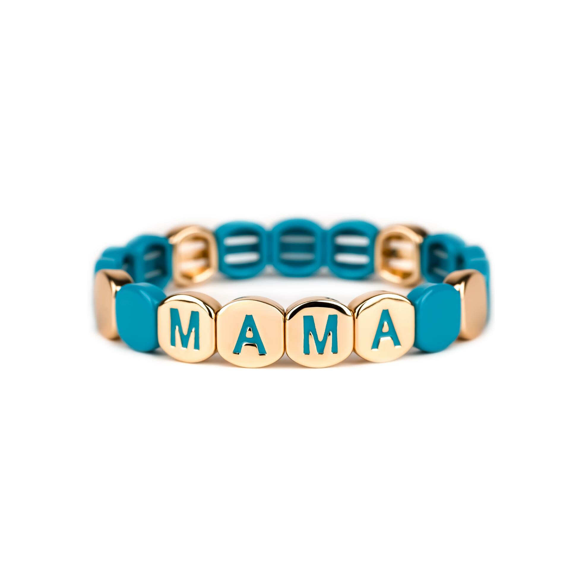 Bracelet Simone à Bordeaux Colorful Mama Turquoise en métal doré émaillé 