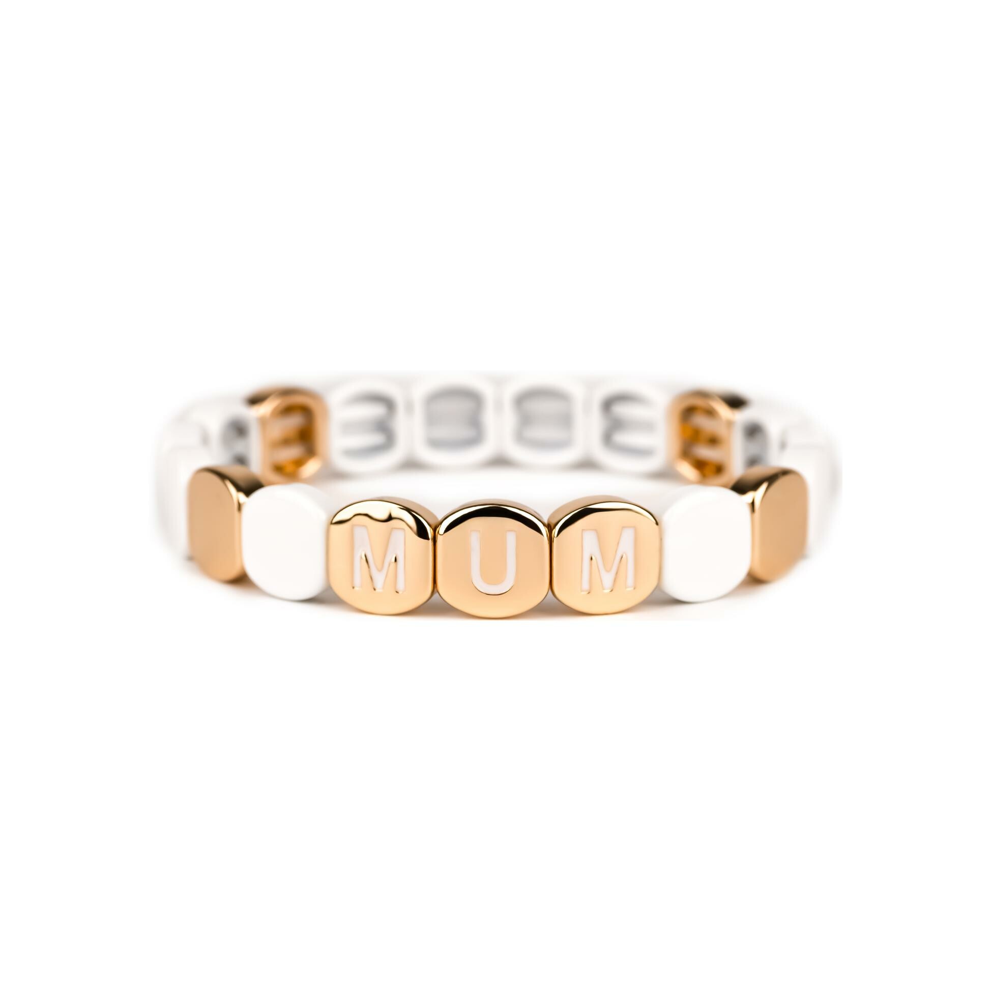 Bracelet Simone à Bordeaux Colorful Mum Blanc en métal doré émaillé 
