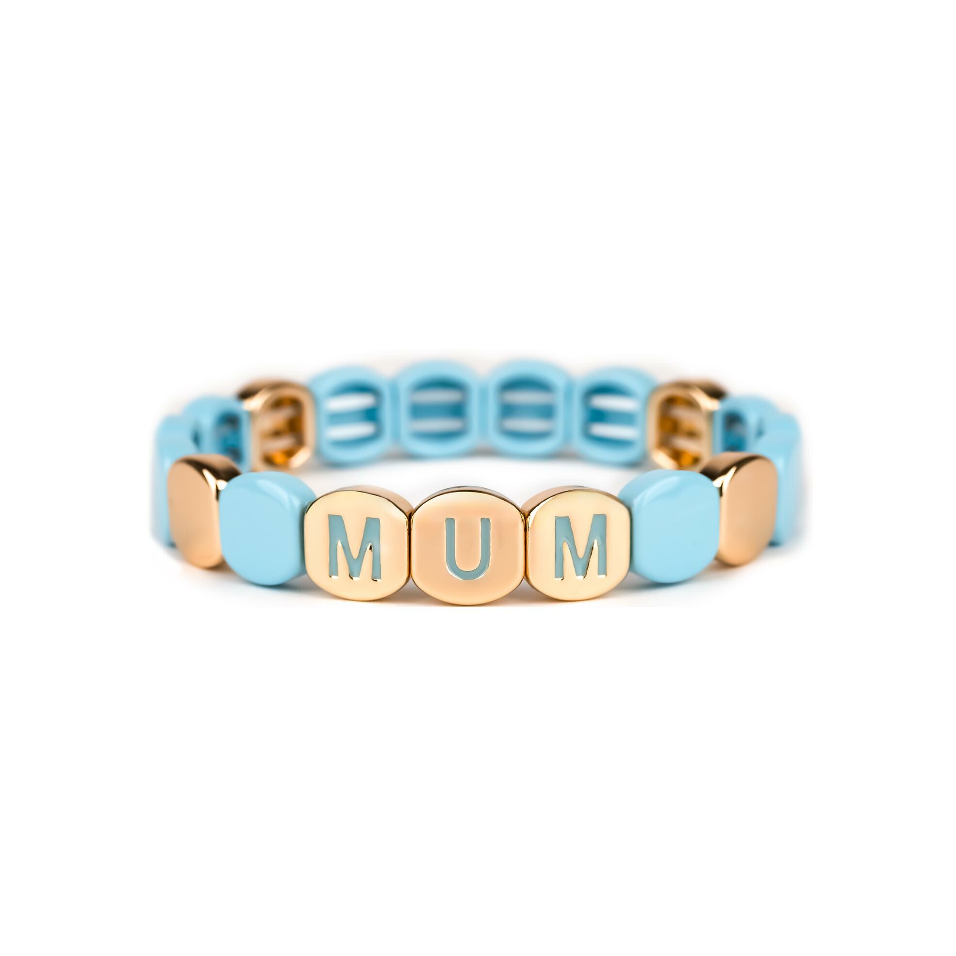 Bracelet Simone à Bordeaux Colorful Mum Bleu givré en métal doré émaillé 