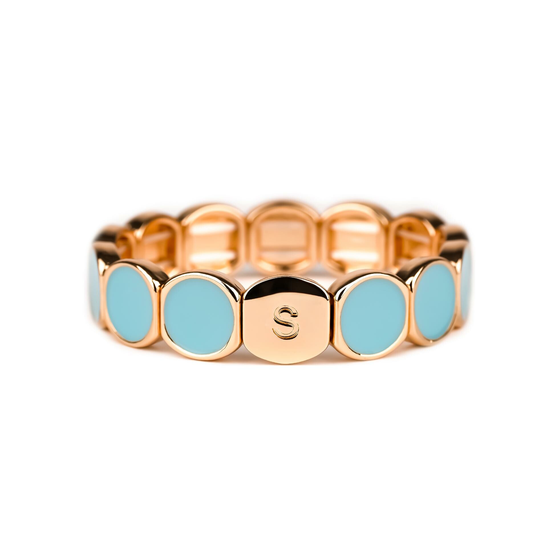 Bracelet Simone à Bordeaux Colormind Maxi Bleu givré en métal doré émaillé 