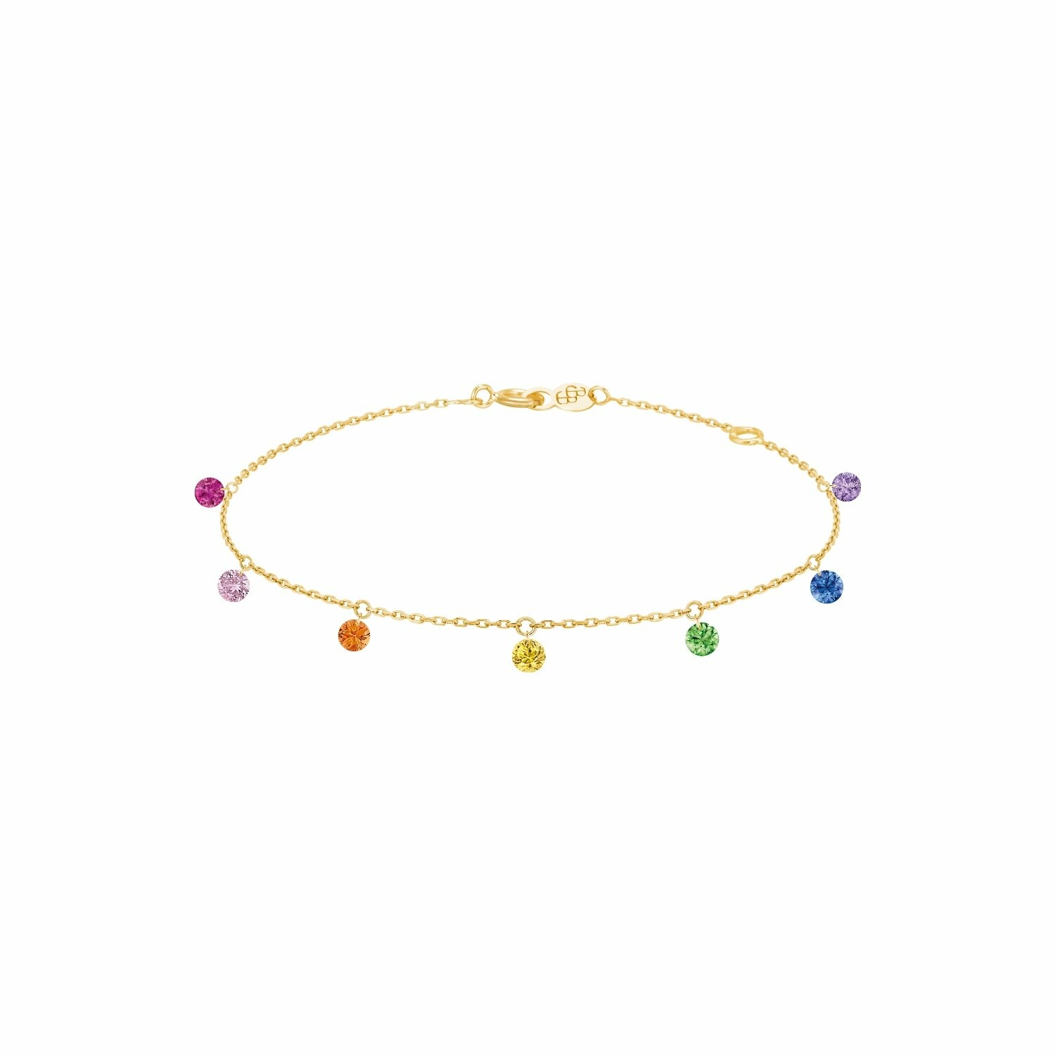 Bracelet La Brune & La Blonde CONFETTI Rainbow en or jaune, rubis, saphirs rose, orange, jaunes, bleus, tsavorites et améthyste de 0.90ct 