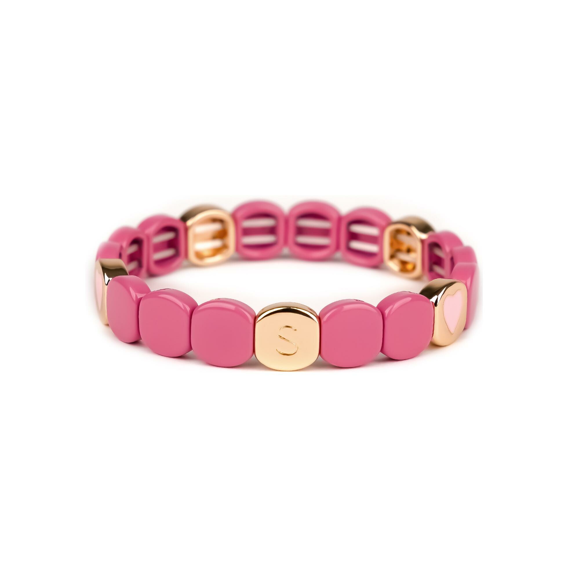 Bracelet Simone à Bordeaux Colorful Coeur Pourpre Octobre Rose en métal doré émaillé vue 2