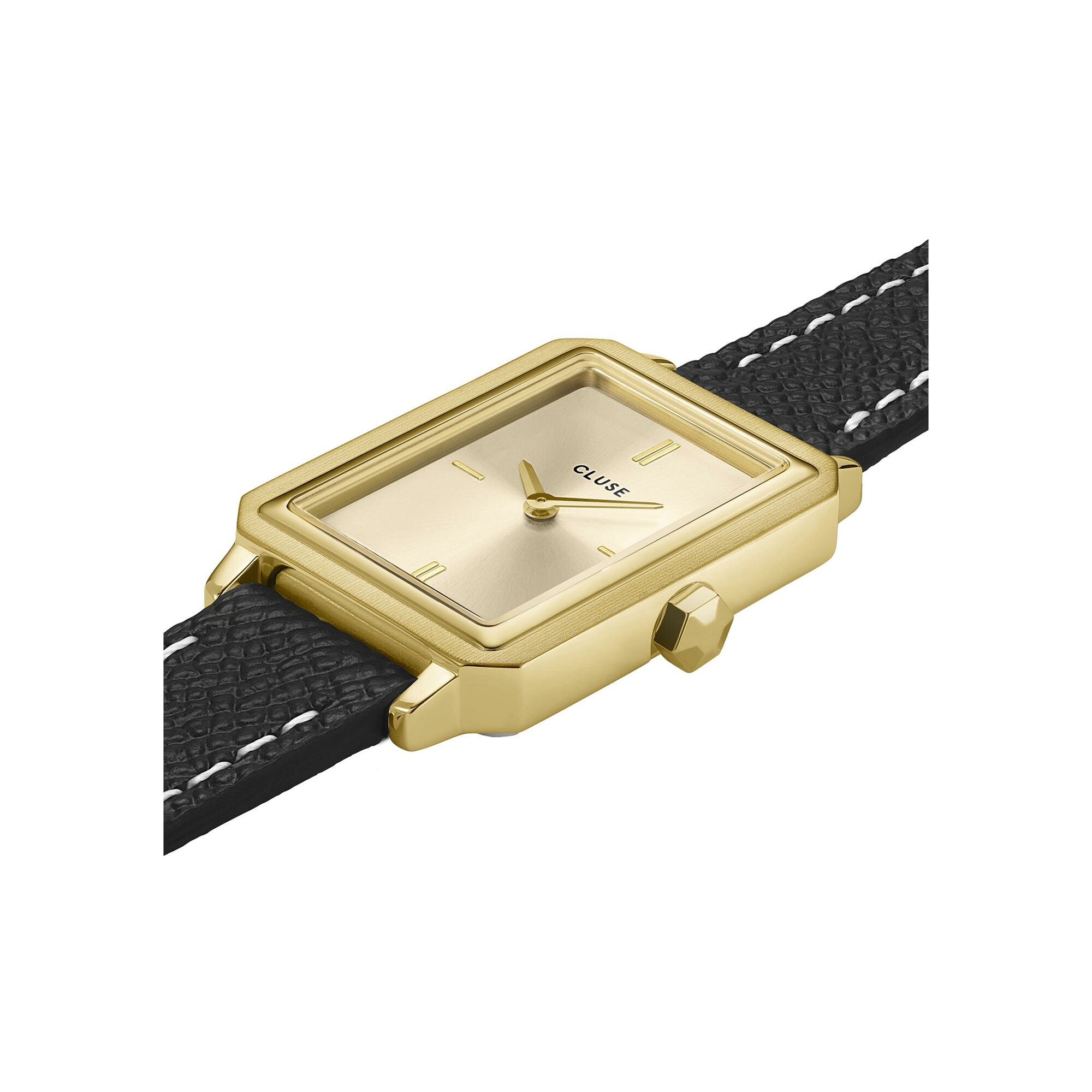 Montre Cluse Fluette Watch Double Leather, Black, Full Gold Colour vue 2