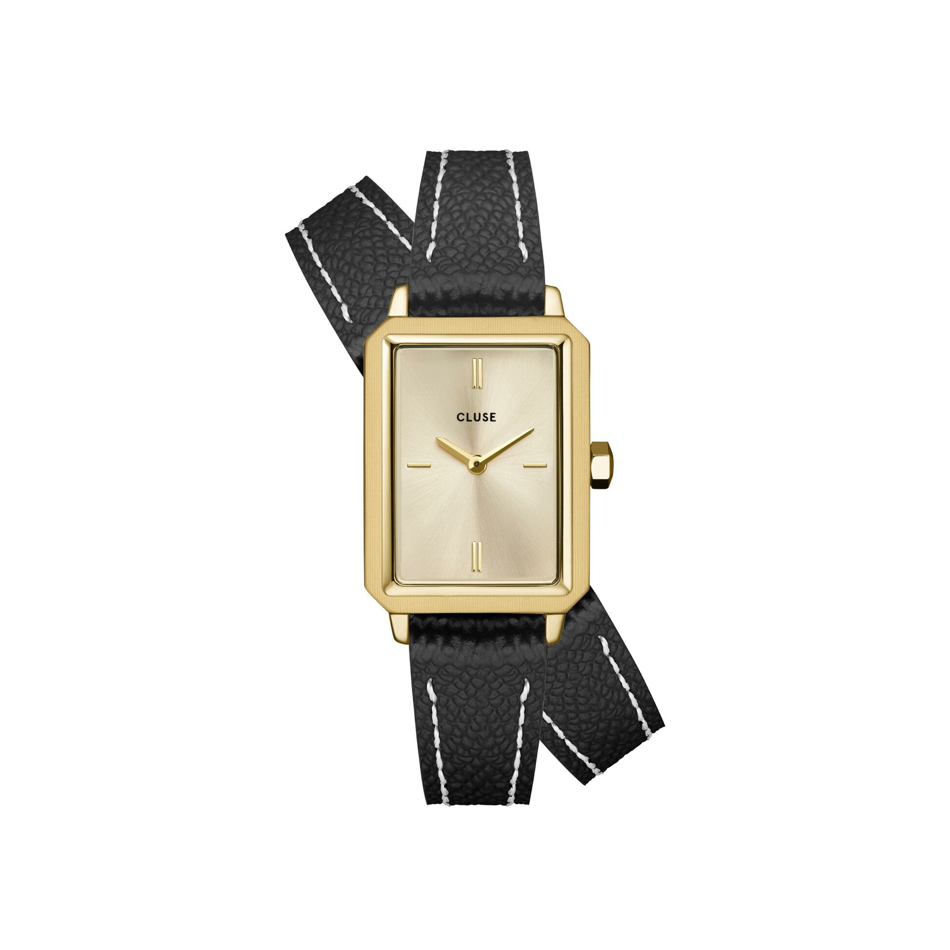 Montre Cluse Fluette Watch Double Leather, Black, Full Gold Colour vue 1