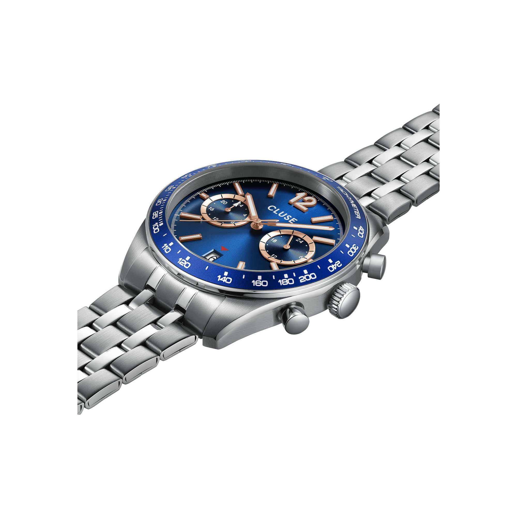 Montre Cluse Aravis Dual Timer Watch Steel, Blue, Silver Colour vue 2