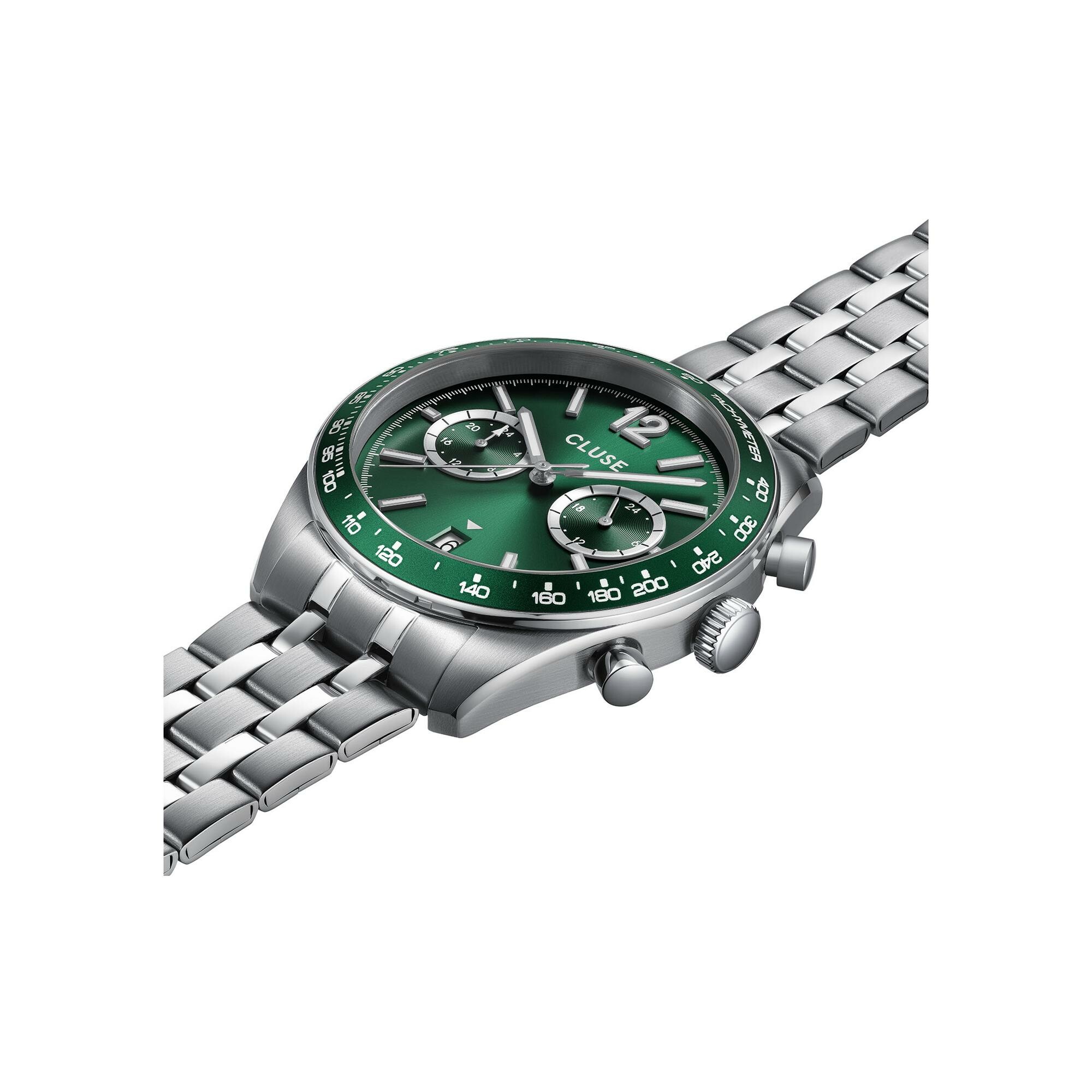 Montre Cluse Aravis Dual Timer Steel, Green, Silver Colour vue 2