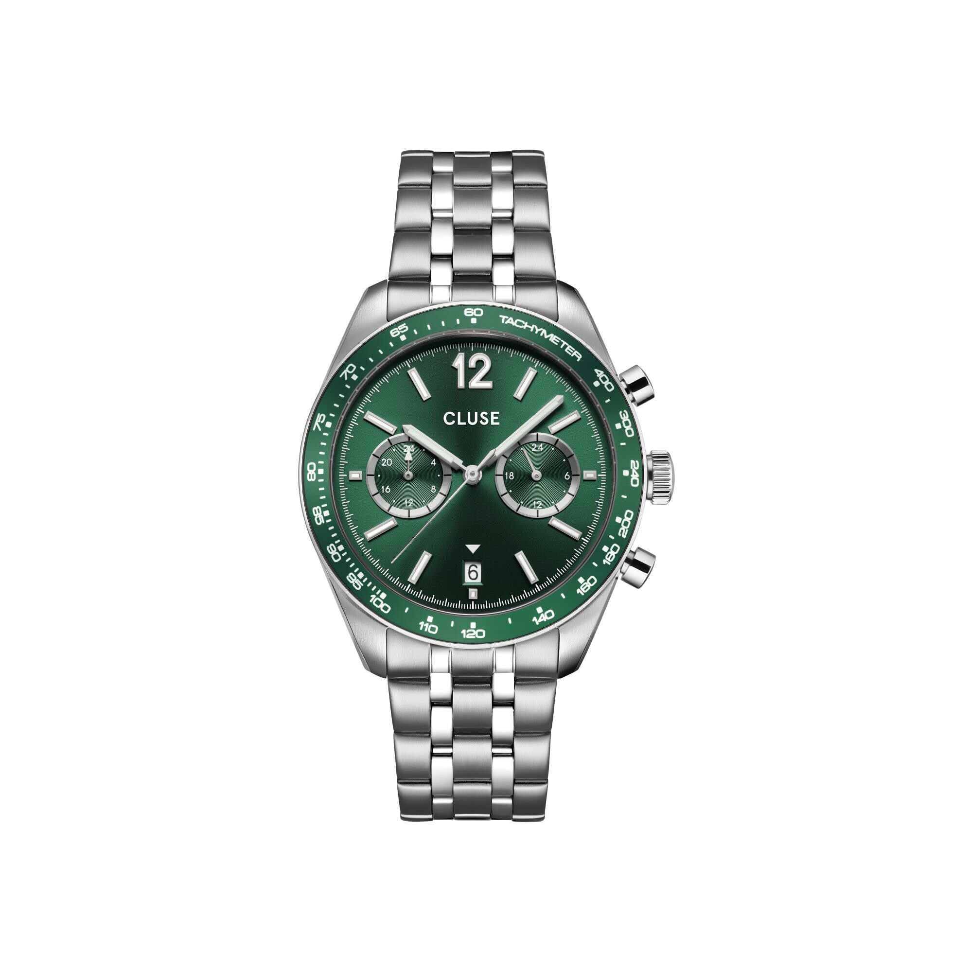 Montre Cluse Aravis Dual Timer Steel, Green, Silver Colour vue 1
