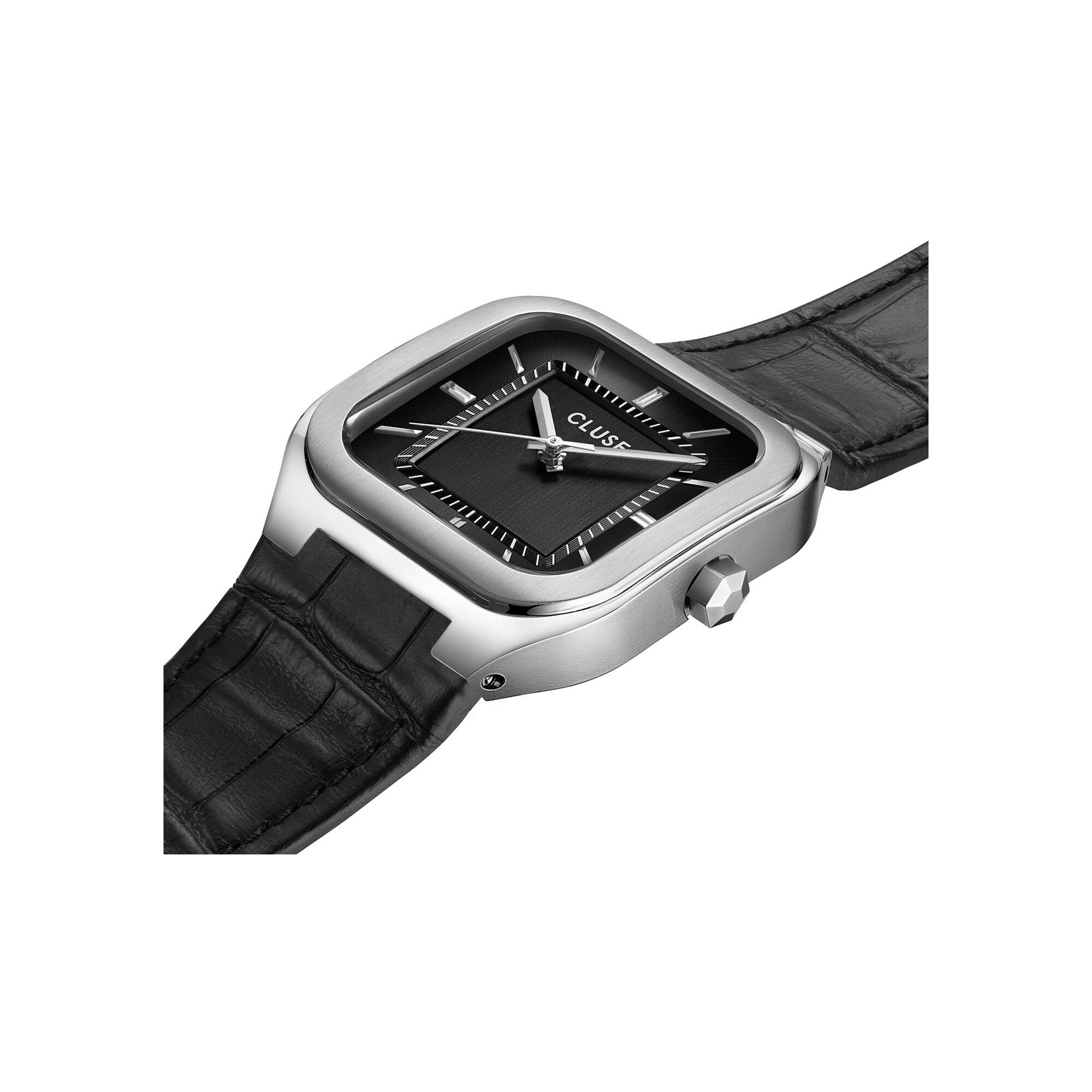 Montre Cluse Quadrus Leather, Black, Silver Colour vue 2