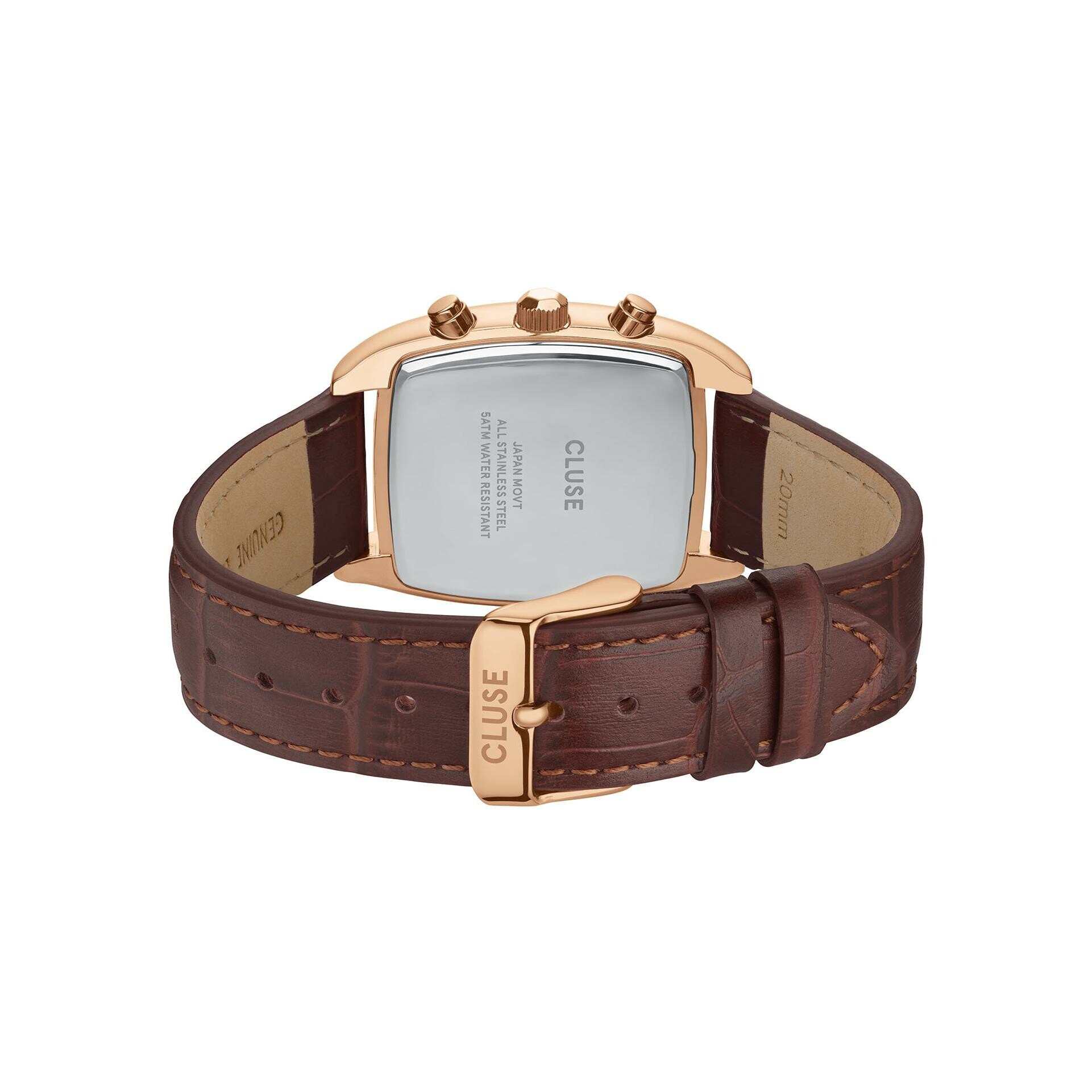 Montre Cluse Quartaut Chrono Watch leather, Brown, Rose gold Colour vue 3