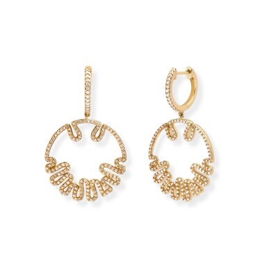 Créoles Sandola en or jaune et diamants vue 1