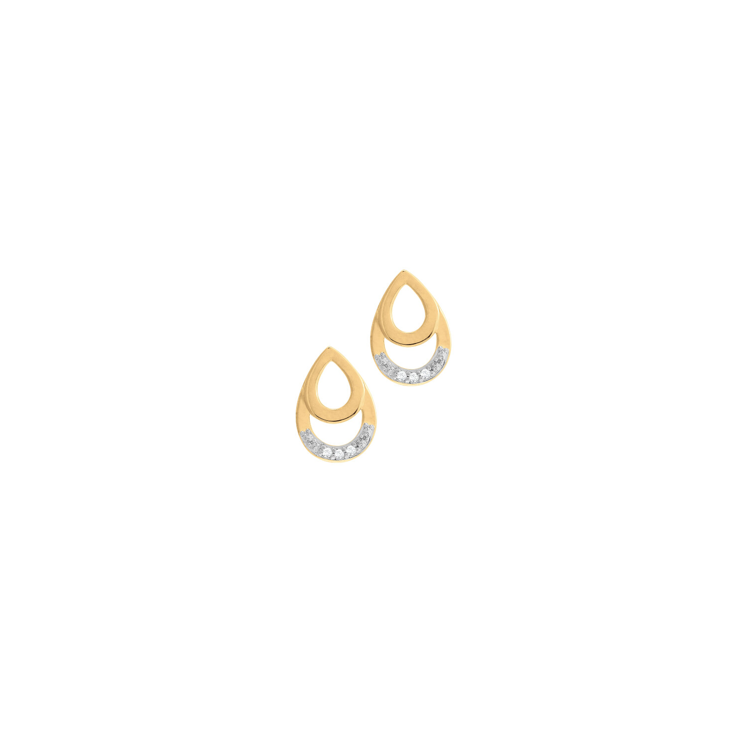 Boucles d'oreilles or jaune et diamants vue 1