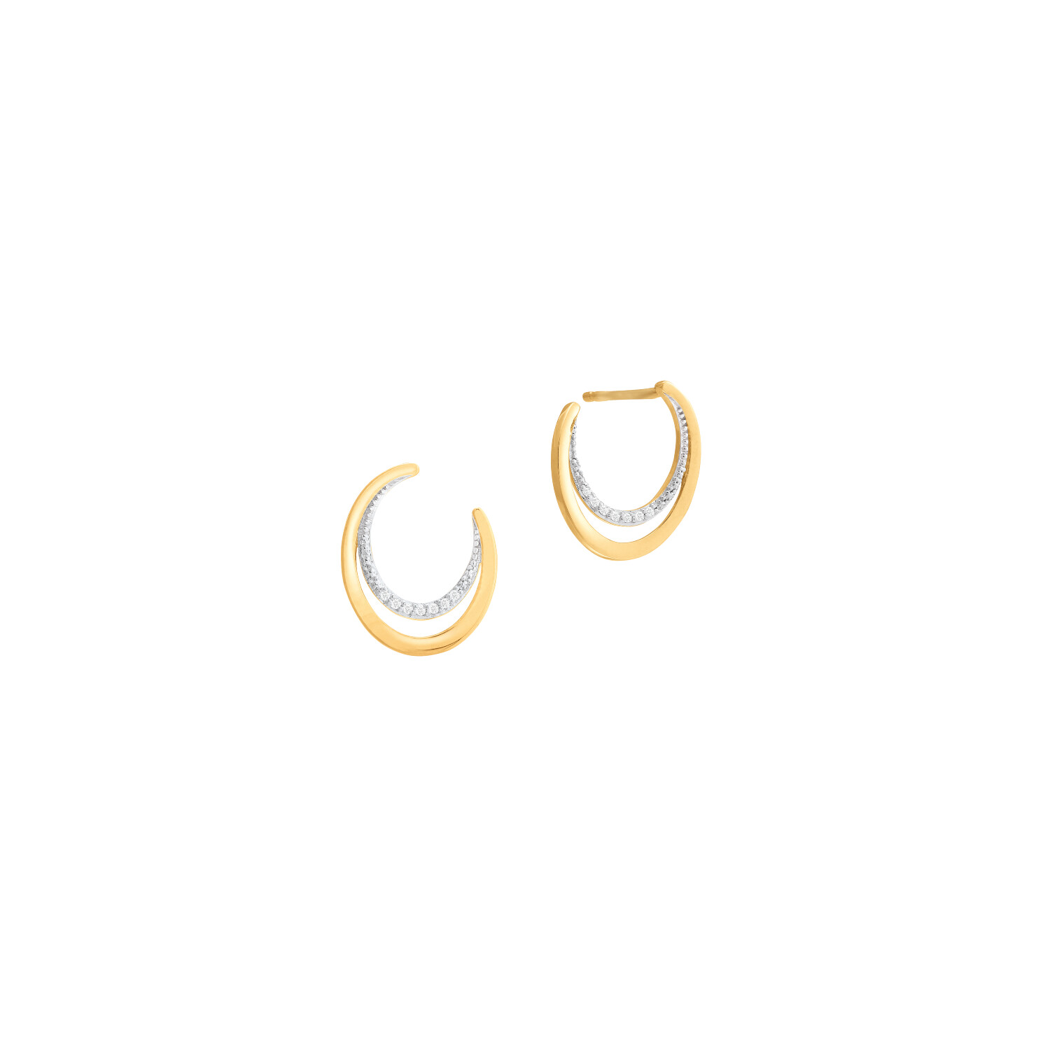 Boucles d'oreilles or jaune et diamants vue 1