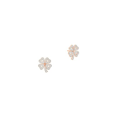 Boucles d'oreilles or rose et diamants vue 1