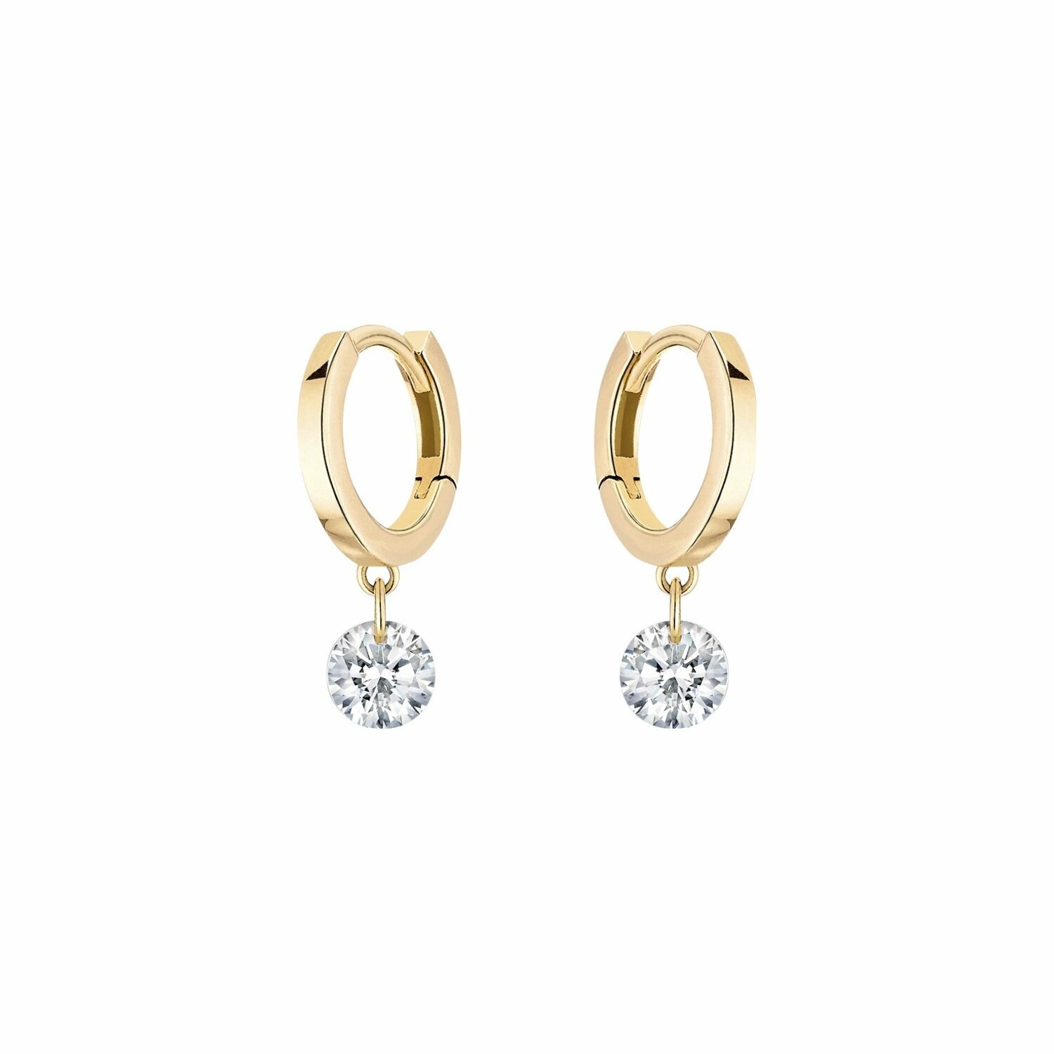 Boucles d'oreilles créoles La Brune & La Blonde 360° en or jaune et diamants de 0.14ct 