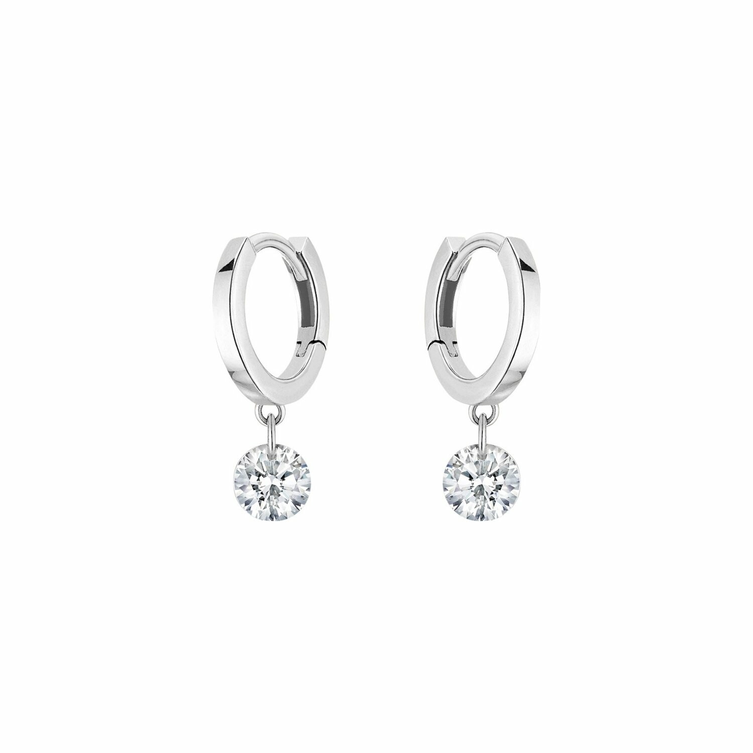 Boucles d'oreilles créoles La Brune & La Blonde 360° en or blanc et diamants de 0.40ct 
