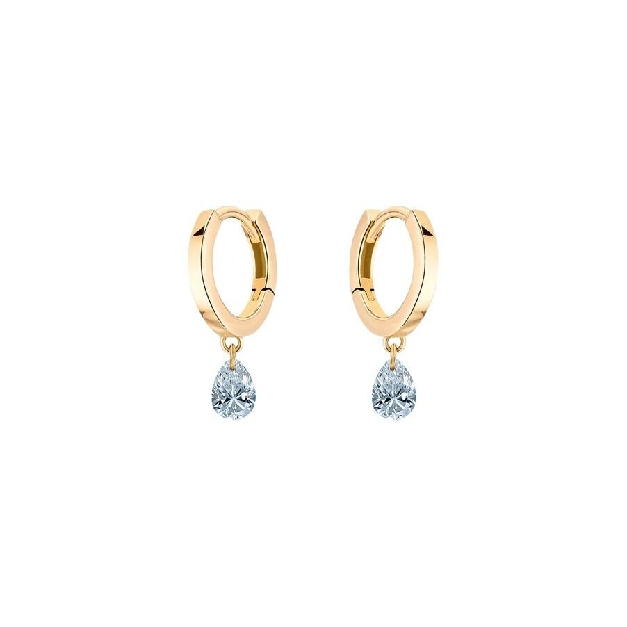 Boucles d'oreilles créoles La Brune & La Blonde 360° en or jaune et diamants poire de 0.40ct vue 1