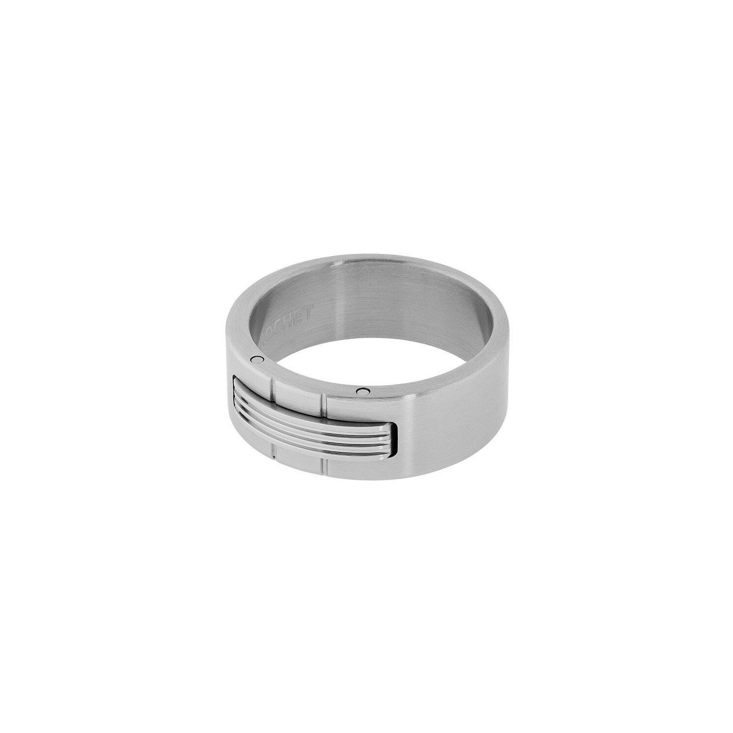 Bague Rochet EMPREINTE 7mm motif godron en acier satiné, taille 64