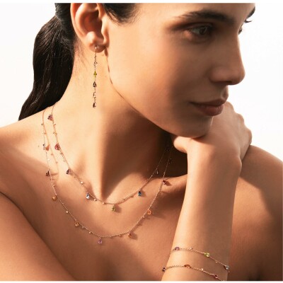 Bracelet India en or rose, pierres de couleurs vue 3