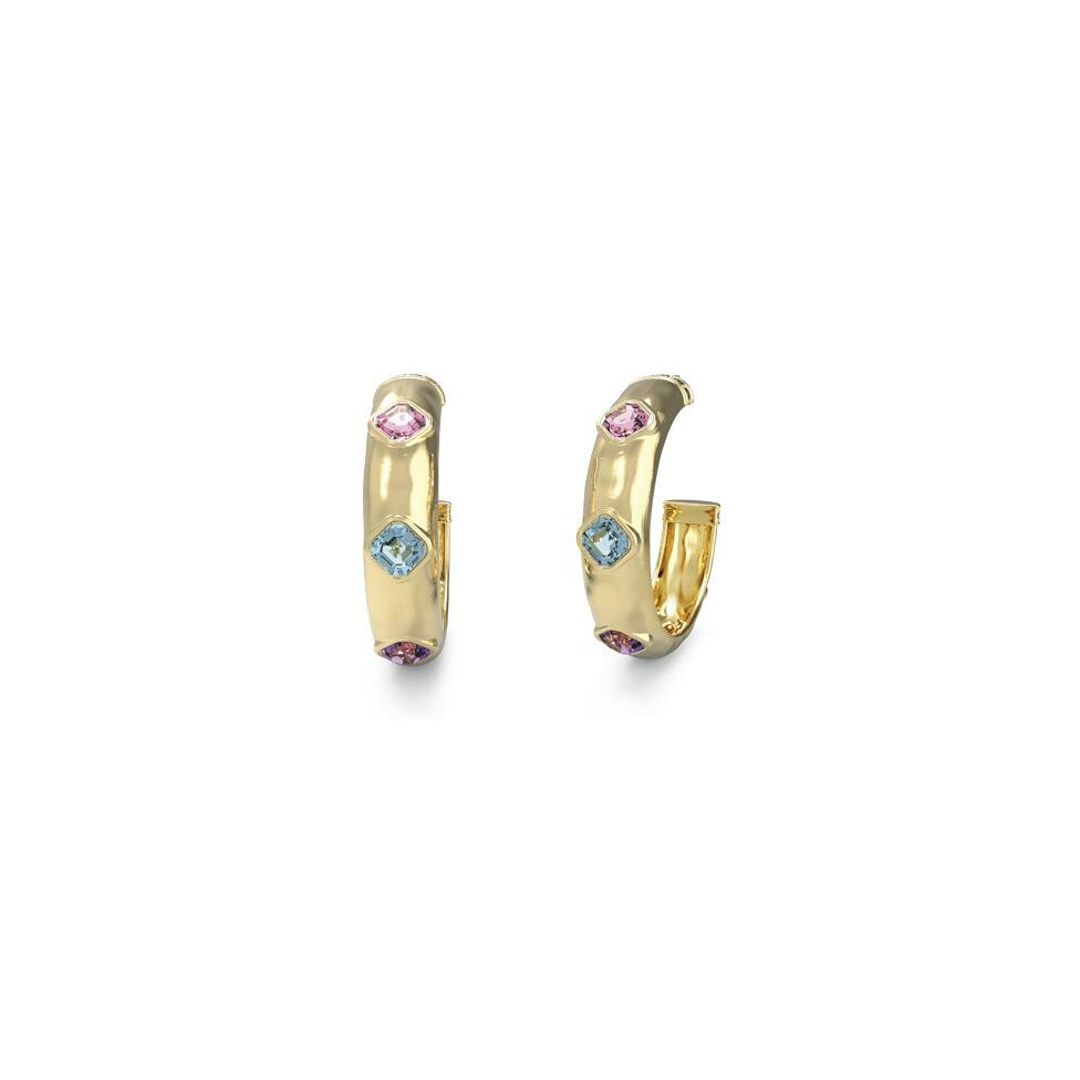 Boucles d'oreilles Guess en acier doré et pierres de couleurs