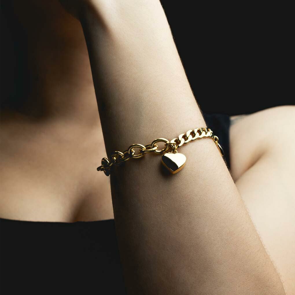 Bracelet Lotus Style Woman's Heart en acier vue 2