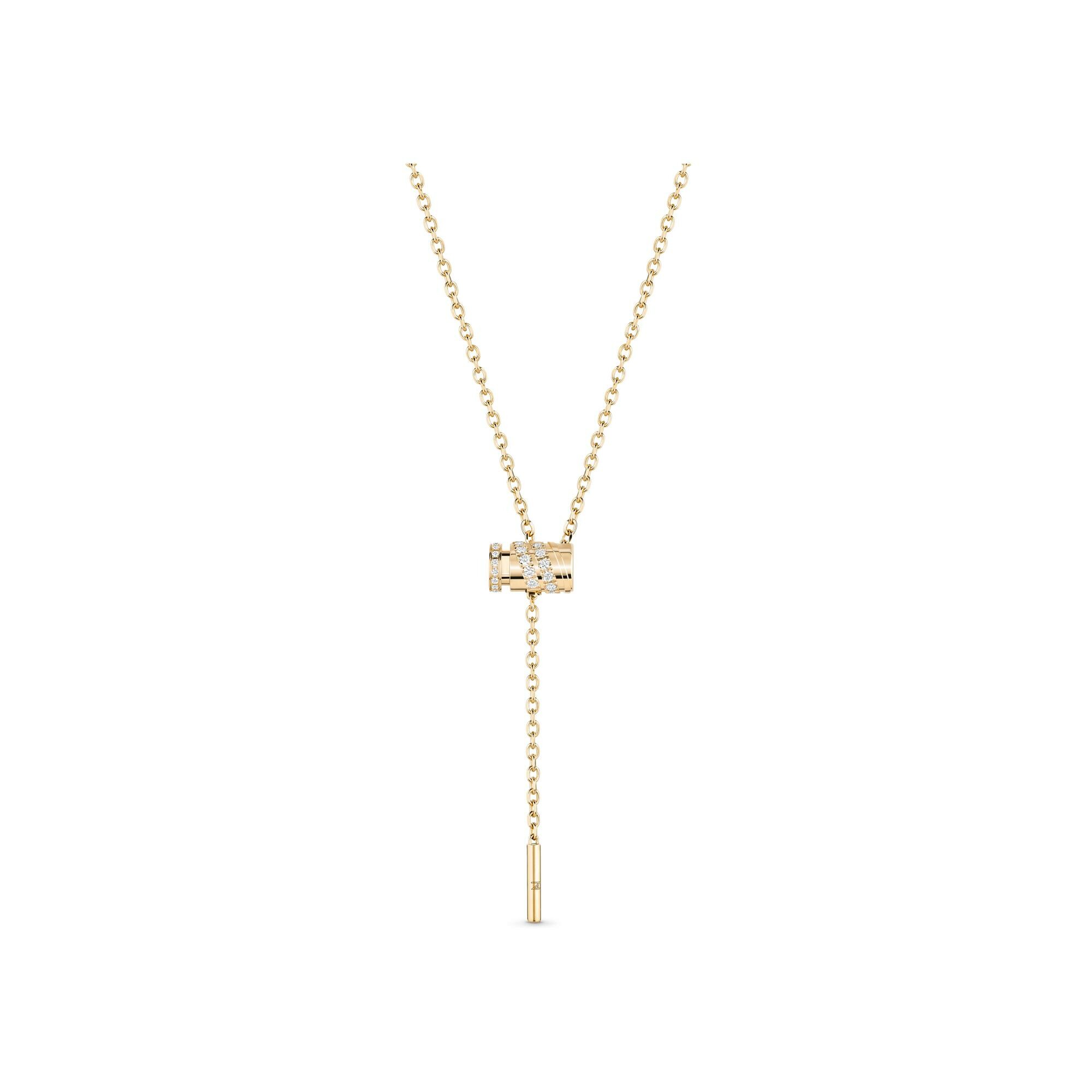 Collier Nouvel Héritage Latch Paved Mini en or jaune et diamants, taille 43cm