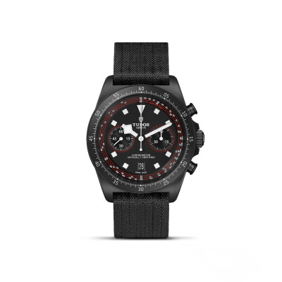 Tudor Pelagos FXD Chrono, boîtier 43 mm en composite de carbone, bracelet en tissu noir