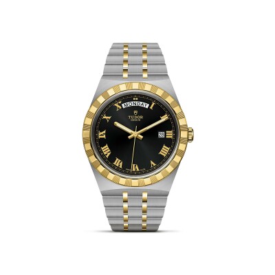 TUDOR Royal 41 mm steel case, yellow gold bezel watch view 1