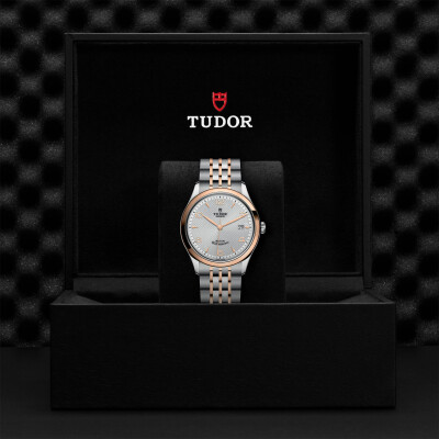 TUDOR 1926 watch, 39 mm steel case, pink gold bezel view 4