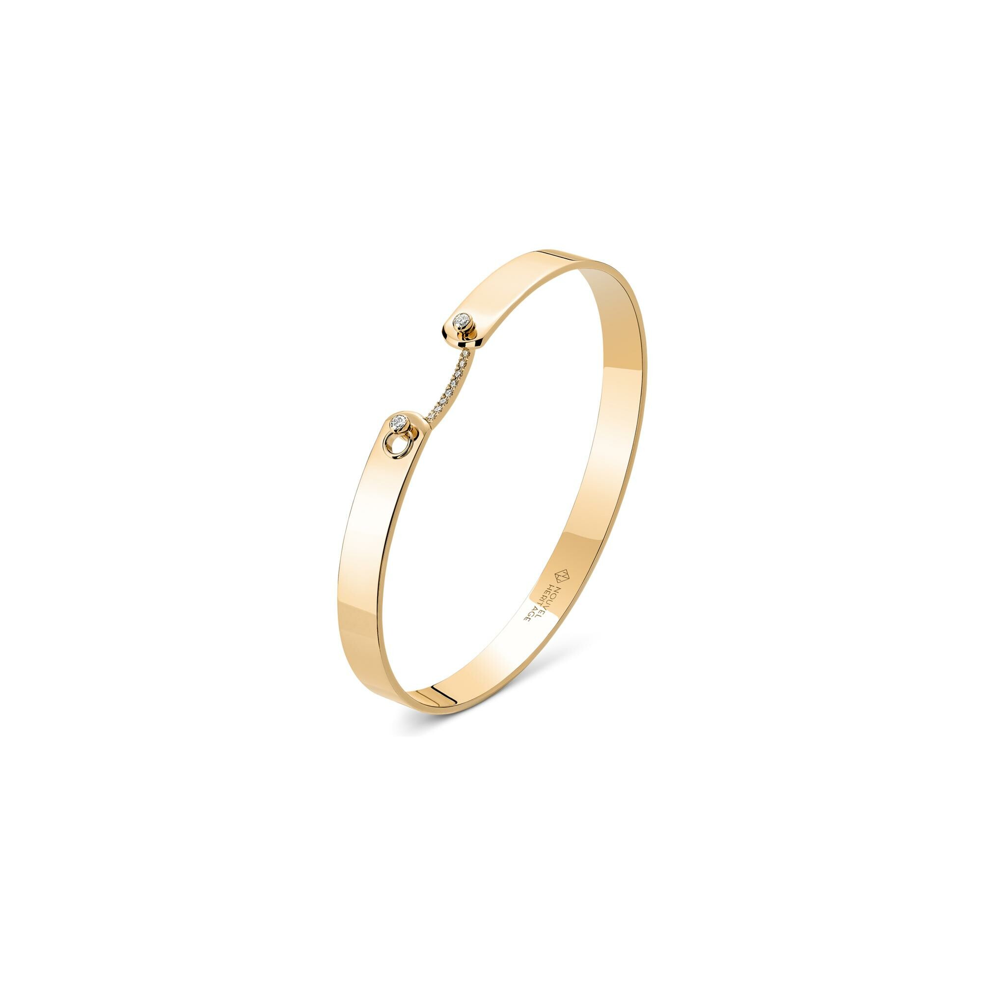 Bracelet Bangle Nouvel Héritage Mood Business GM en or jaune et diamants, taille 17cm