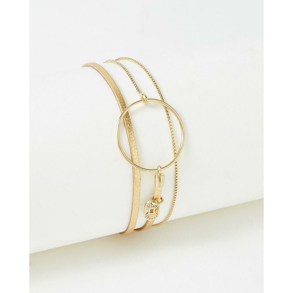 Bracelet FlowersforZoé NOLAH en acier doré et cuir, T1