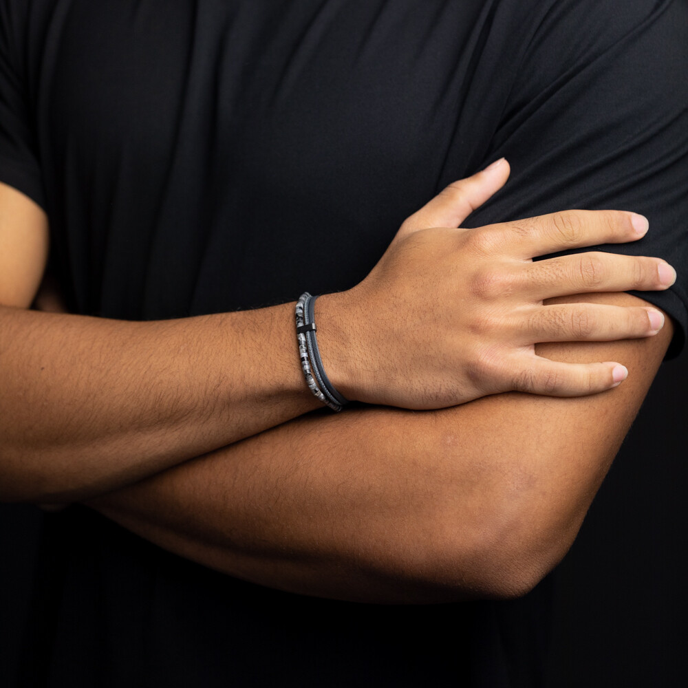 Bracelet Gemini Classics en acier et larvikite vue 3