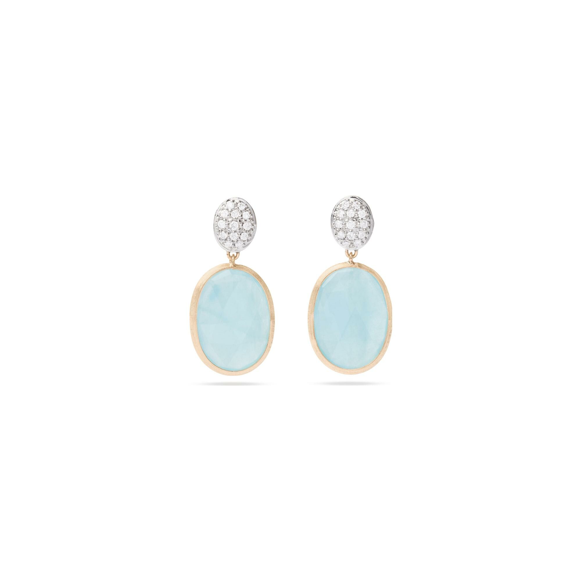 Boucles d'oreilles Marco Bicego SIVIGLIA en or jaune, diamants et aigue-marine