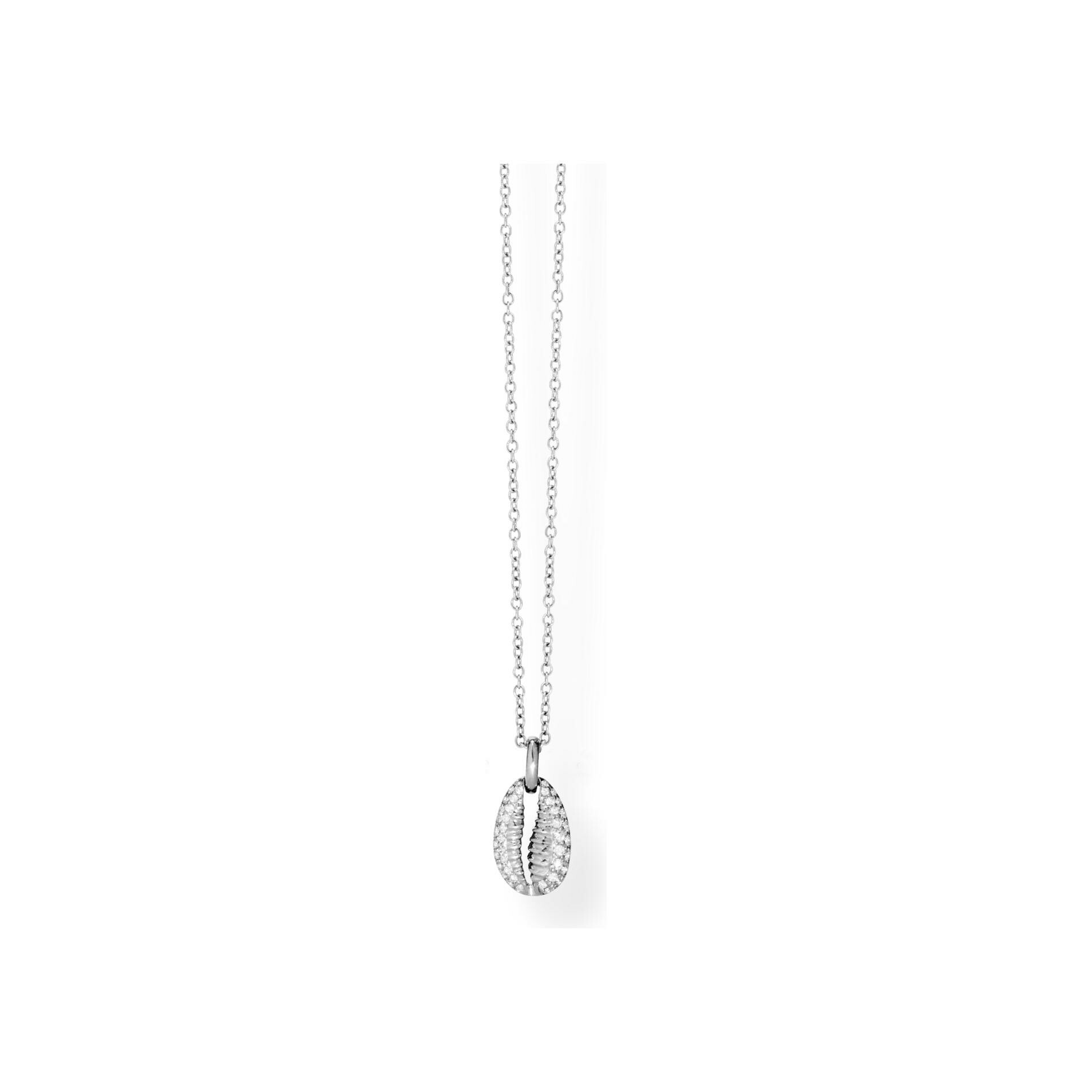 Collier Baby Cauris en or gris pavé diamants vue 1