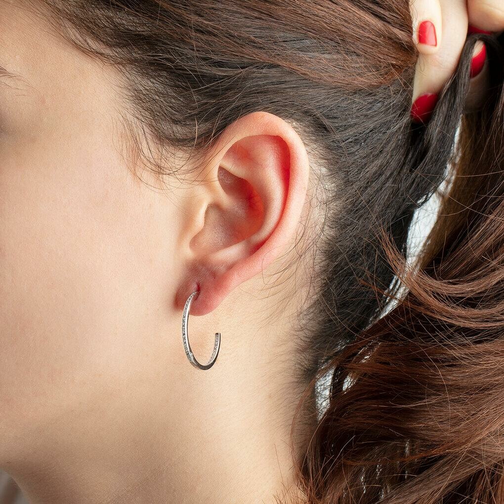 Boucles d'oreilles Lotus Silver Hoops en argent vue 2