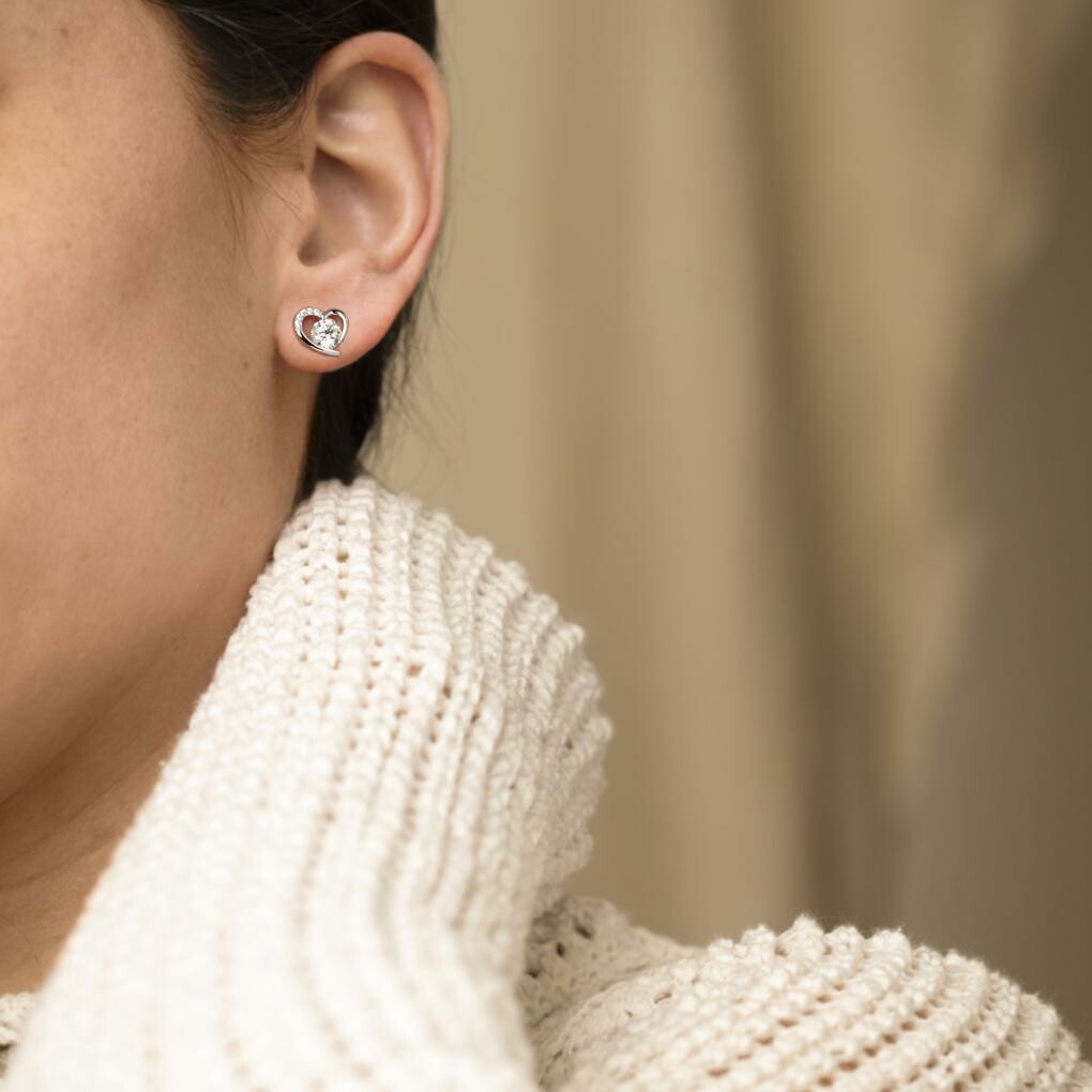 Boucles d'oreilles Lotus Silver Moments Coeur en argent vue 2