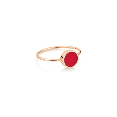 Bague Ginette NY MINI EVER DISC RING en or rose et corail rouge vue 1