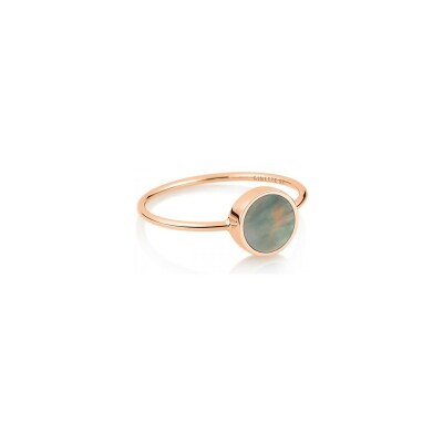 Bague Ginette NY MINI EVER DISC RING en or rose et nacre vue 1