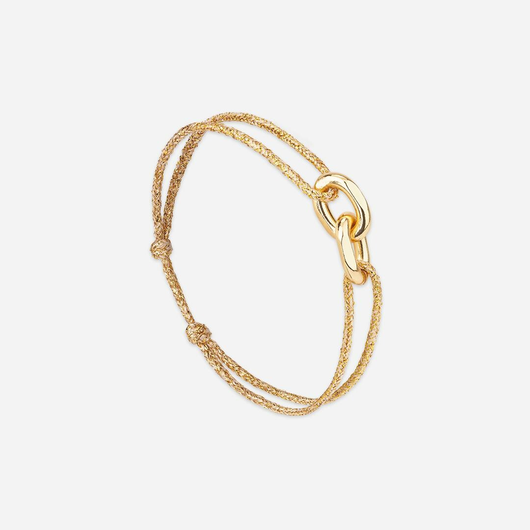 Bracelet sur cordon Le Vent à la Française Union en plaqué or