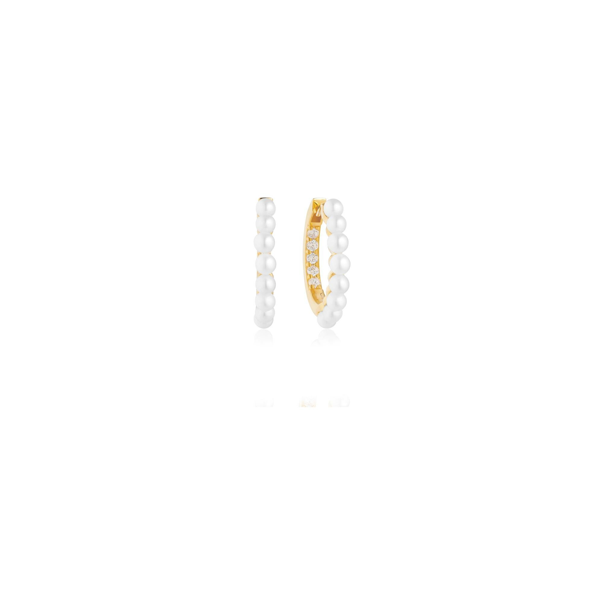 Boucles d'oreilles Sif Jakobs Padua Medio en argent plaqué or jaune, perle d'eau douce et zircons