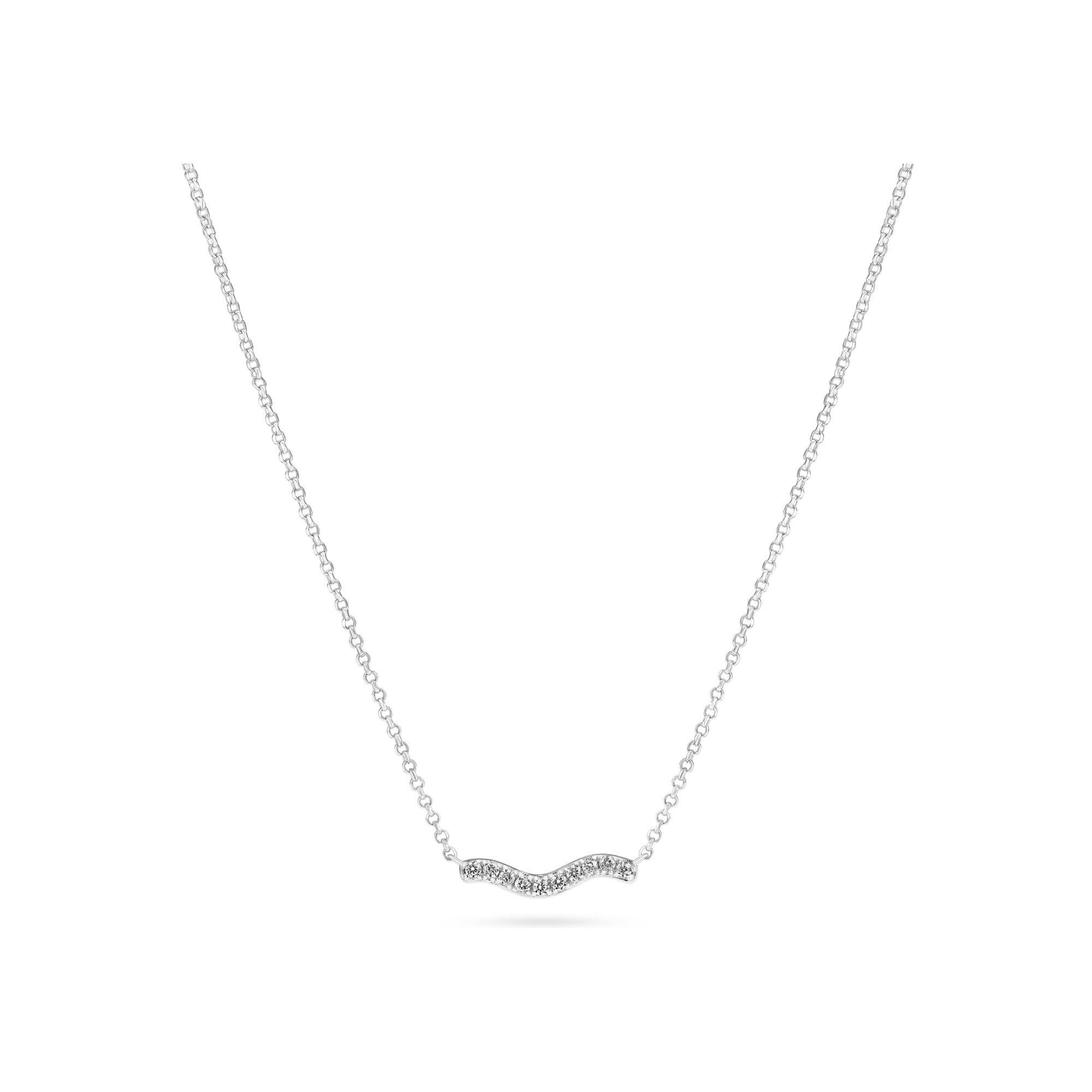 Collier Sif Jakobs Ellera Waves  en argent plaqué or jaune et zircons